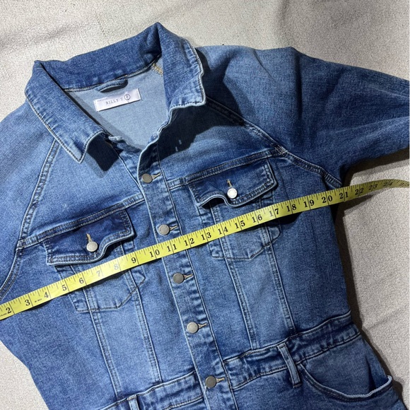 Billy T Raglan Sleeve Denim Button Down Western Maxi Shirt Dress - Picture 6 of 9